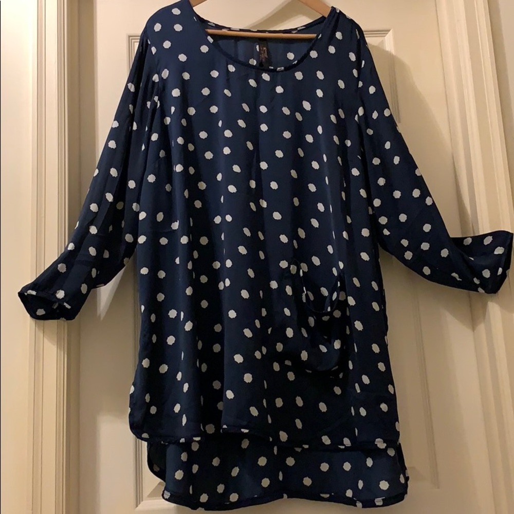 Melissa McCarthy 7 Dot Print One Pocket Top Sz 2X